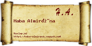 Haba Almiréna névjegykártya